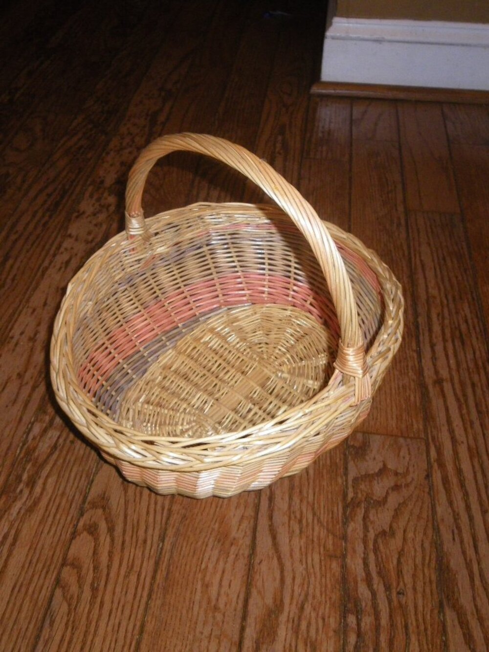 Vintage Medium Sized Wicker Basket w/ Pastel Colors